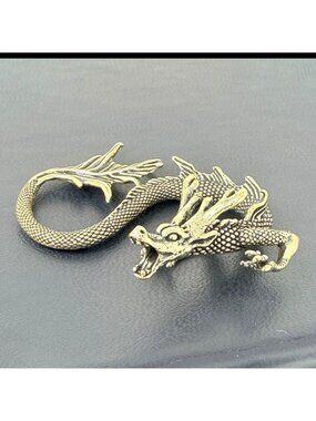 Brass Chinese Dragon Figurine Feng Shui Wealth Symbol Lucky Altar Decor
